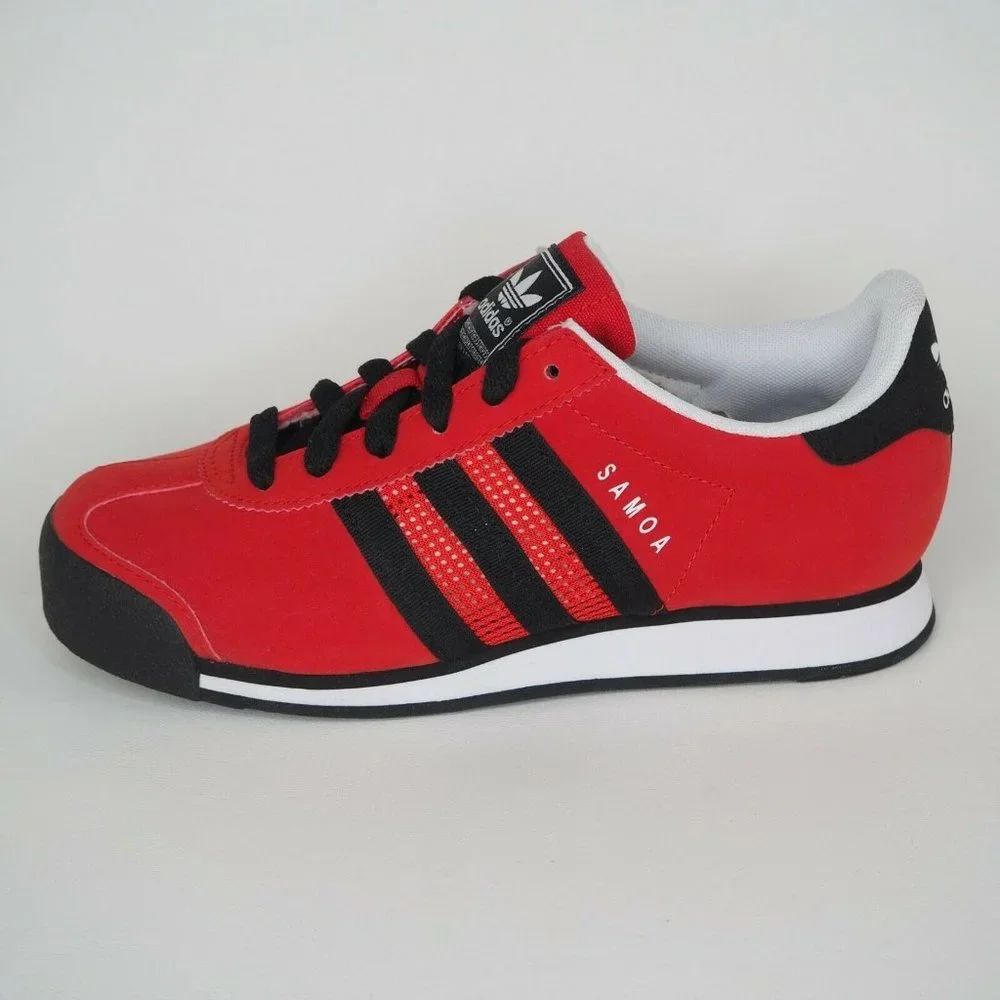 Adidas Samoa J Boys Shoes Red Sneakers Originals Leather C75421 Vintage - Picture 2 of 12